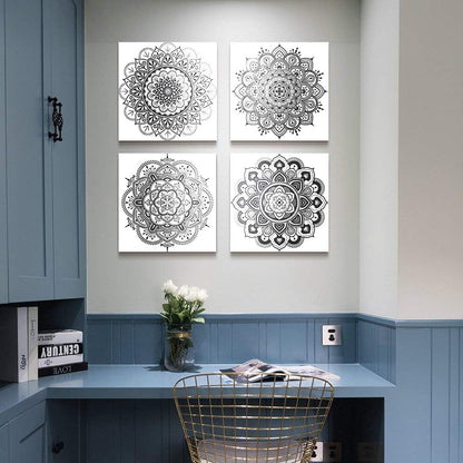 Black and white art Decorative pattern Canvas Wall Art for Living Room Bedroom wall decor Bathroom