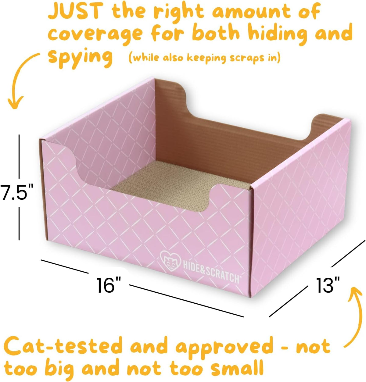 HIDE & SCRATCH Cat Scratcher Box and Cat Bed with Refillable Double-Sided Cardboard Scratch Pad for
