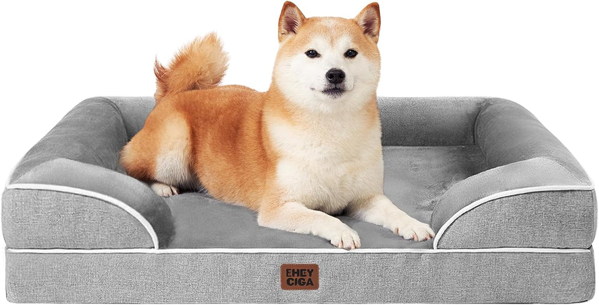 EHEYCIGA Orthopedic Dog Beds for Large Dogs, Waterproof Memory Foam Large Pet Bed with Sides