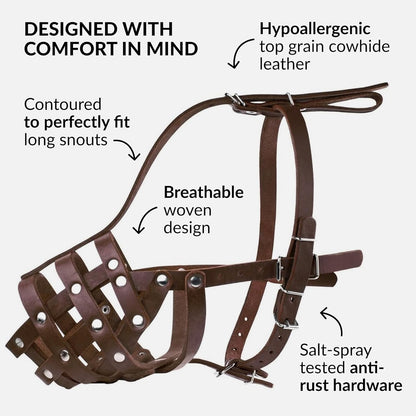CollarDirect Dog Muzzle German Shepherd Dalmatian Doberman Setter Leather Basket Medium Large