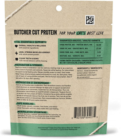 Vital Essentials Salmon Bites Cat Treats, 1.1 oz | Freeze-Dried Raw | Single Protein | Grain Free