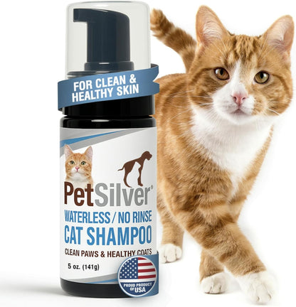 PetSilver Waterless Cat Shampoo - No Rinse Bath & Dry Shampoo for Cats - Long-Haired & Sensitive