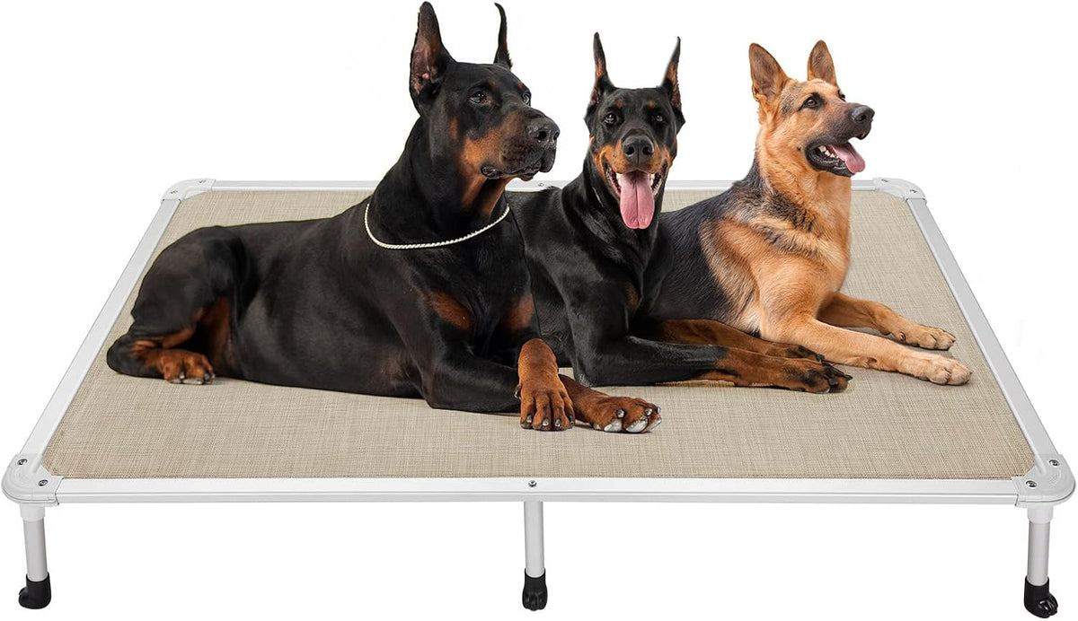 Veehoo Chew Proof Elevated Dog Bed - Cooling Raised Pet Cot - Silver Aluminum Frame and Durable