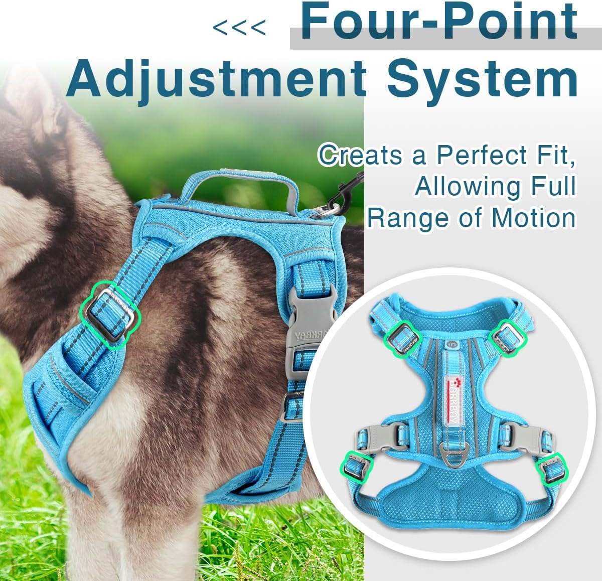 BARKBAY Dog Harness No Pull with ID Tag Pocket - Heavy Duty, Reflective, Easy Control for Large