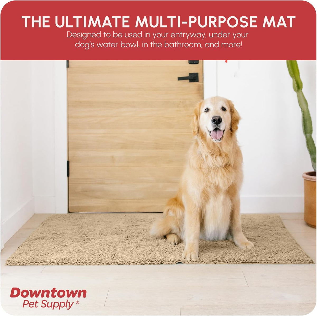 My Doggy Place Microfiber Dog Mat for Muddy Paws, 60" x 36" Oatmeal - Non-Slip, Absorbent and