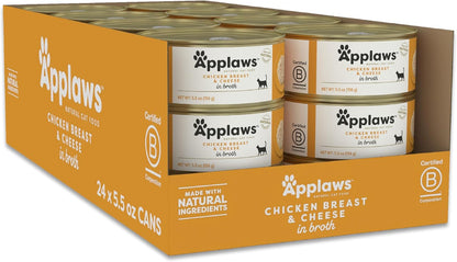 Applaws Wet Cat Food, 24 Count, Limited Ingredient Canned Wet Cat Food, Chicken Breast with Cheese
