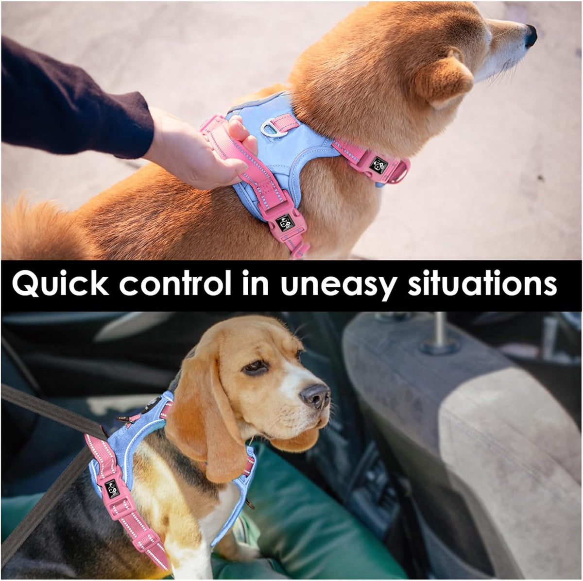 PHOEPET No Pull Dog Harness, Unique Colors Reflective Adjustable Dog Vest, with Soft Training