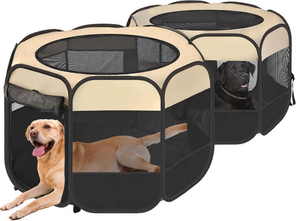 EighteenTek 2-in-1 Pop Up Cat Playpen XLarge, Dog Puppy Pet Playpen, Indoor Outdoor Cats Enclosed