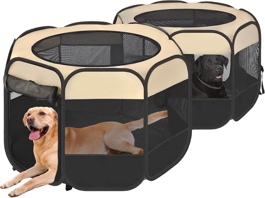 EighteenTek 2-in-1 Pop Up Cat Playpen XLarge, Dog Puppy Pet Playpen, Indoor Outdoor Cats Enclosed