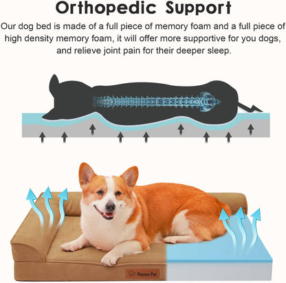 Upgraded Large Dog Bed, 3" Memory Foam with Waterproof Liner, Chew Resistant Microsuede Cover