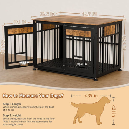Heavy Duty Dog Crate Furniture for Large Dogs, Decorative Pet House End Table, 42inch Large Wooden