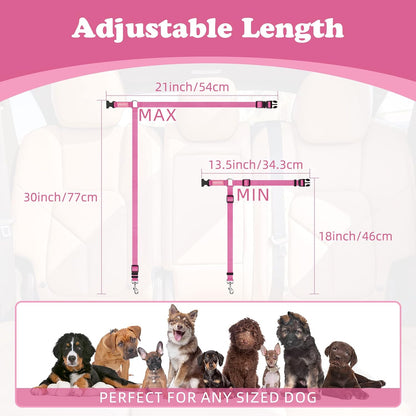 BWOGUE 2 Packs Dog Cat Safety Seat Belt Strap Car Headrest Restraint Adjustable Nylon Fabric Dog