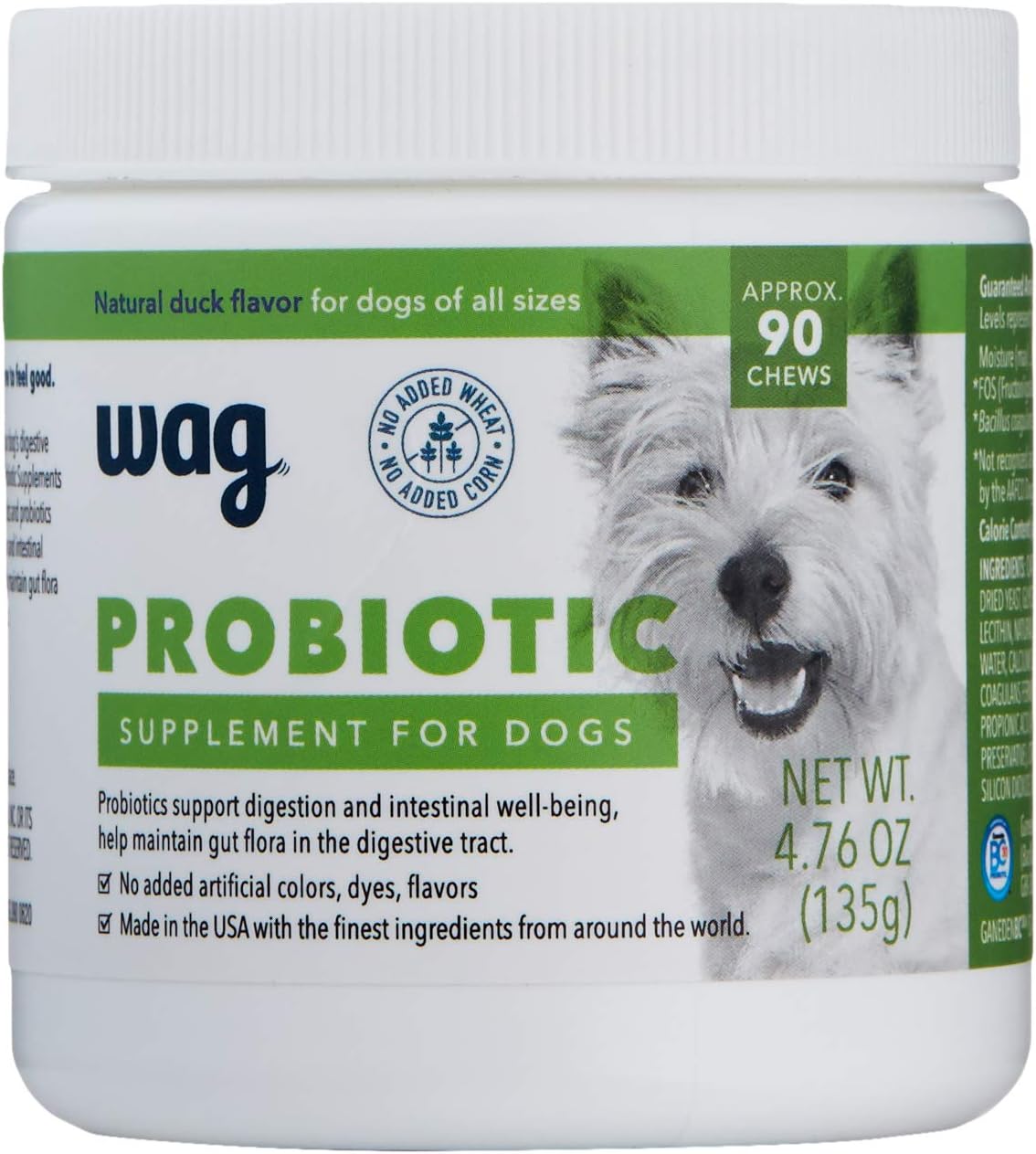 Amazon Brand - Wag Probiotic Supplement Daily Chews for Dogs, Supports Digestion and Gut Health
