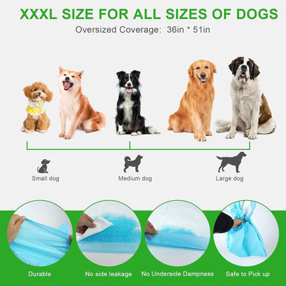 Pee Pads for Dogs & Cats, Extra Large 36"X51", 40 Count, Blue, Polymer, Polyethylene (PE), Fluff