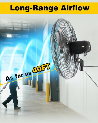 VENTISOL 20 Inch Wall Mount Fan Oscillating, 5500 CFM High Velocity Industrial Fans with 3 Speeds