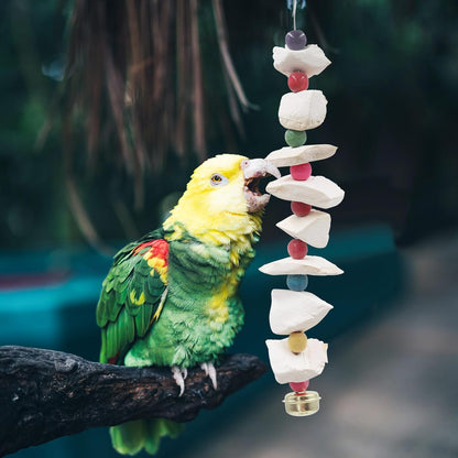 2 Pack Bird Toys with Cuttlebone, Parakeet Toys, Bird Beak Grinding Stone, Cage Accessories for