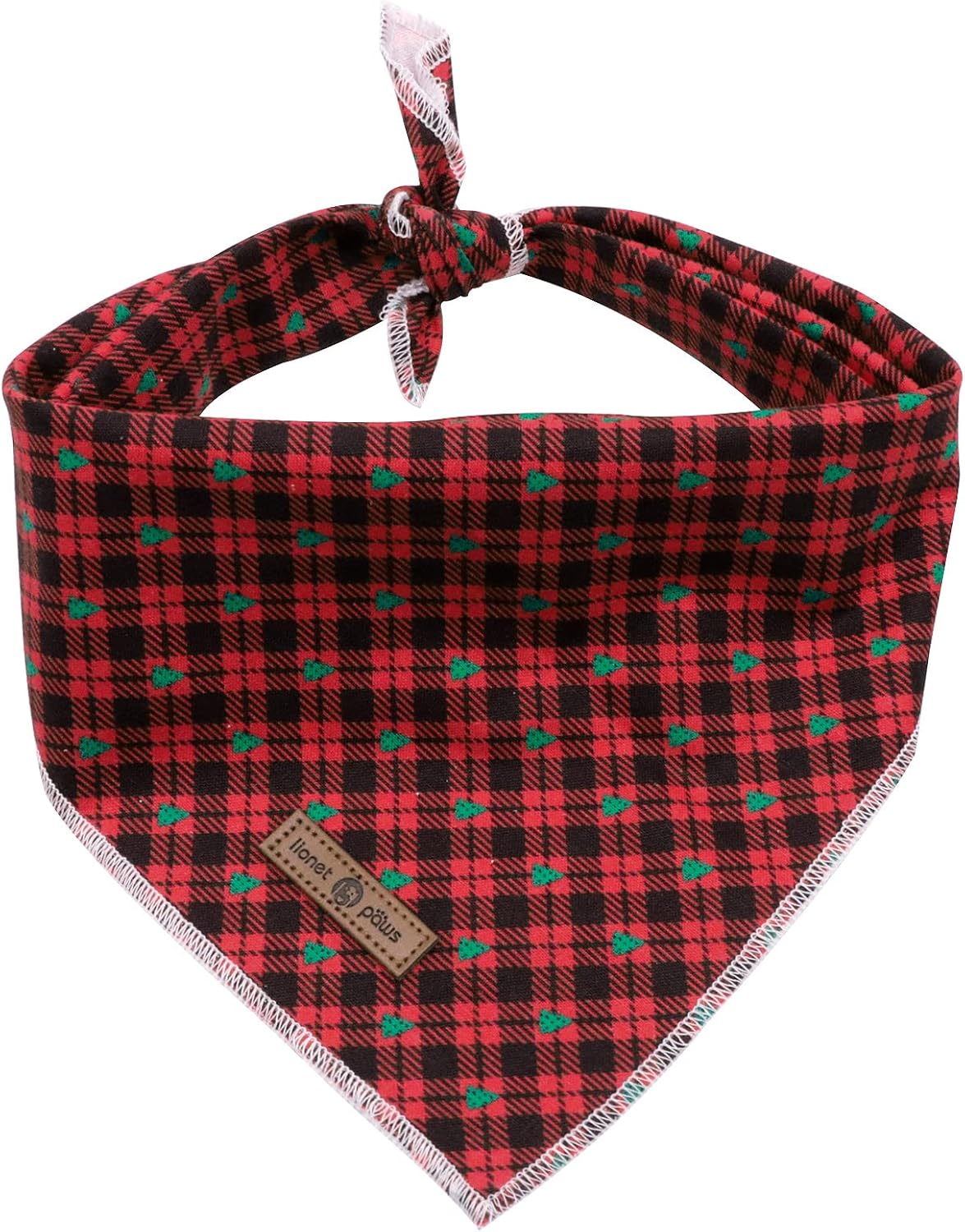 Lionet Paws Christmas Dog Bandana 1PC Pet Red Tree Dog Bandana Washable Reversible Cotton Boy Bibs