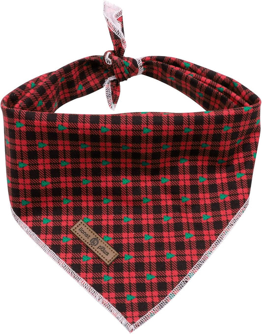 Lionet Paws Christmas Dog Bandana 1PC Pet Red Tree Dog Bandana Washable Reversible Cotton Boy Bibs
