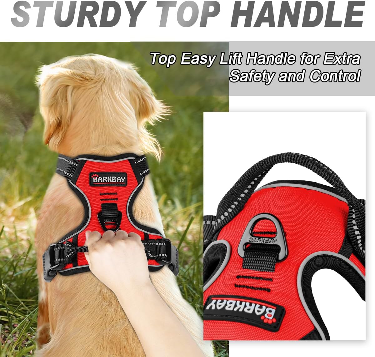 BARKBAY No Pull Dog Harness Front Clip Heavy Duty Reflective Easy Control Handle for Large Dog