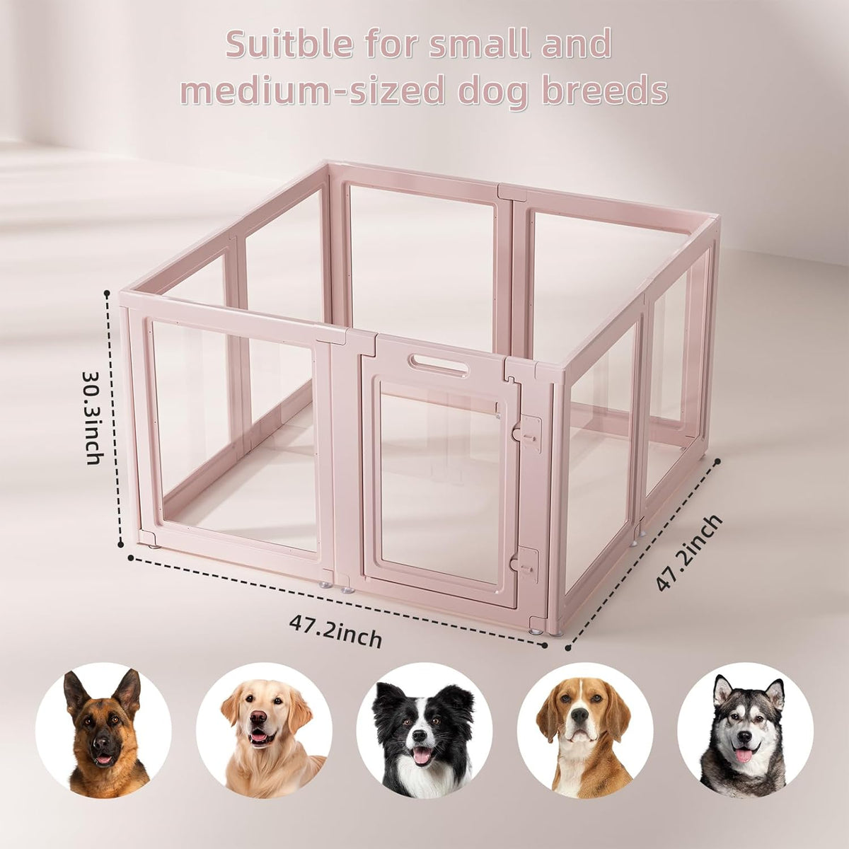 DIY Clear Acrylic Dog Playpen House,Quick Easy Assembly and Disassembly,Strong Floor Suction,Indoor