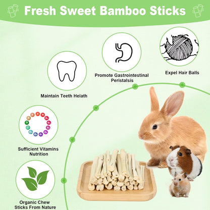 2.7lb Sweet Bamboo Sticks for Rabbits Chew Sticks Toys Guinea Pig Hamster Chinchilla Molar Treats