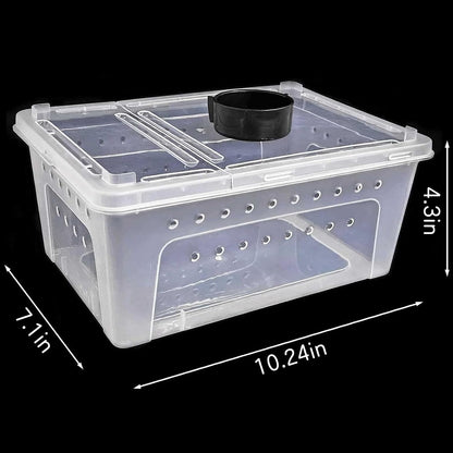 kathson 2PCS Reptile Feeding Box Portable Small Snake Terrarium Habitat Mini Pet Breeding Cage