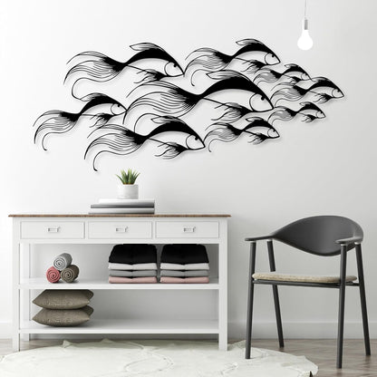 School of Fish Metal Wall Art, Metal Fish Wall Decor, Sea Life Wall Art, Large Nautical Wall