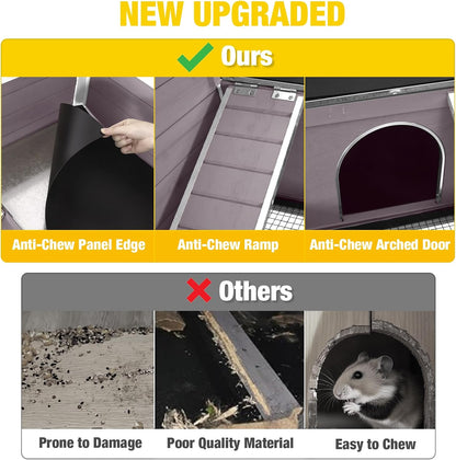 Aivituvin 2-Story Rabbit Hutch with Anti-Chew Ramp & Zinc Sheet - 36.6" Indoor Guinea Pig Cage
