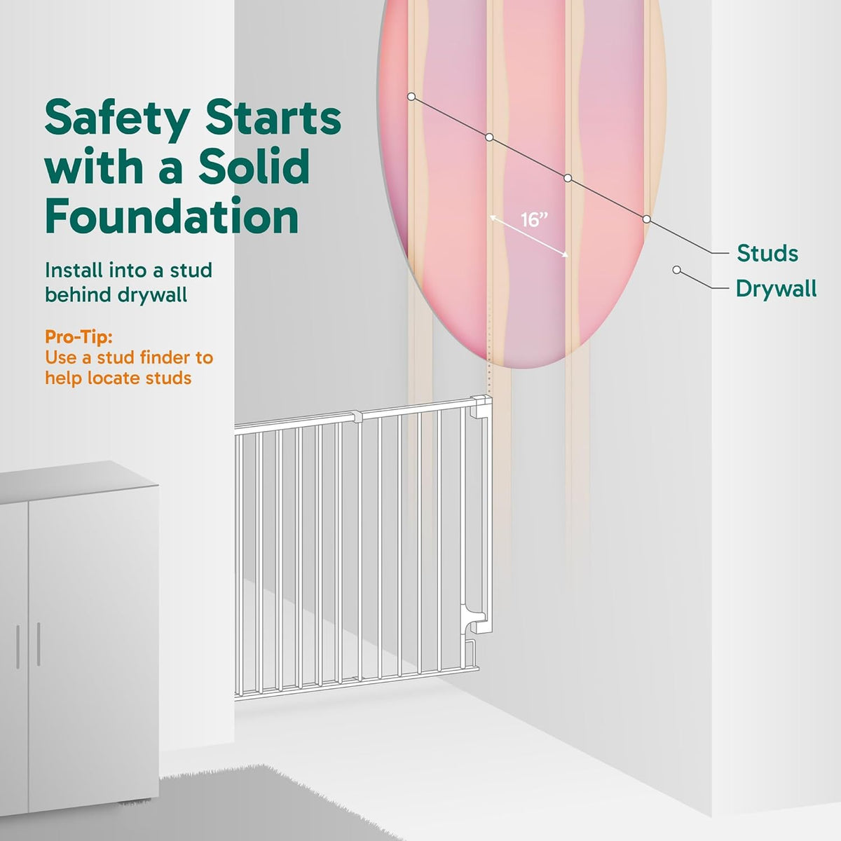 Cumbor 29.2-43" No Bottom Bar Baby Gate for Stairs, 2-in-1 Hardware Mounted Dog Gate Indoor, Pet
