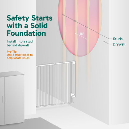 Cumbor 29.2-43" No Bottom Bar Baby Gate for Stairs, 2-in-1 Hardware Mounted Dog Gate Indoor, Wide