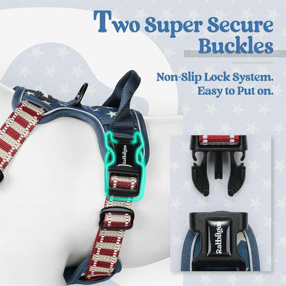 rabbitgoo Dog Harness No Pull with 2 Leash Clips, Adjustable Soft Padded, Reflective Oxford No