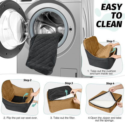 Dog Booster Car Seat for Up to 35lbs Pets,Easy to Install,Fully Detachable and Washable,Anti-Slip