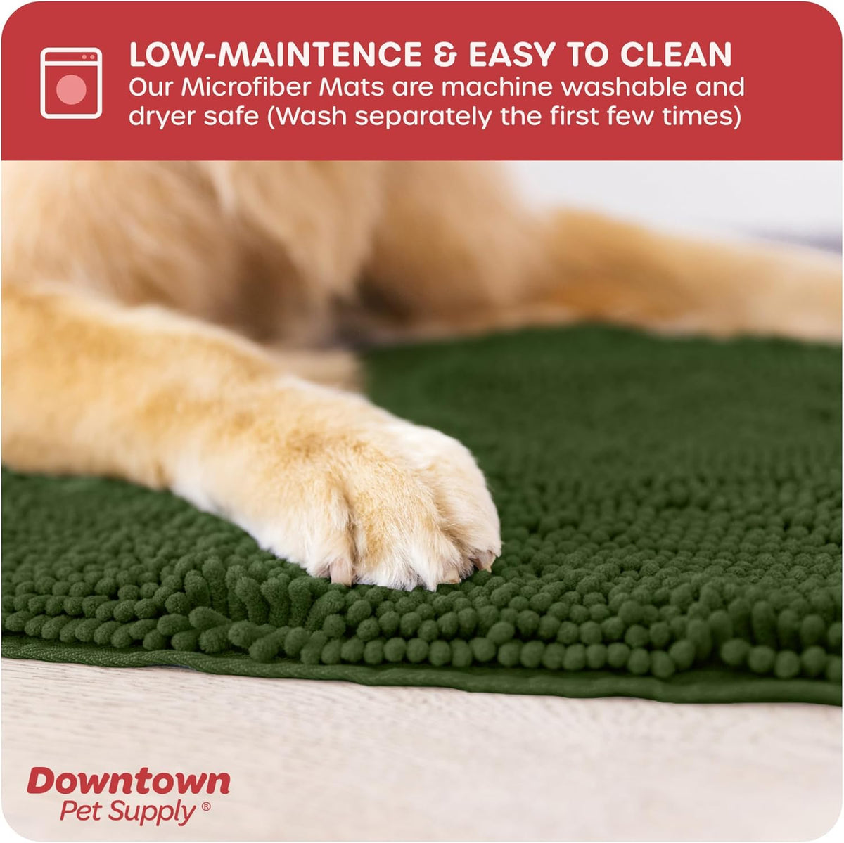 My Doggy Place Medium Chive Microfiber Dog Mat, 31" x 20", Rubber Backed, Absorbent, Quick Drying