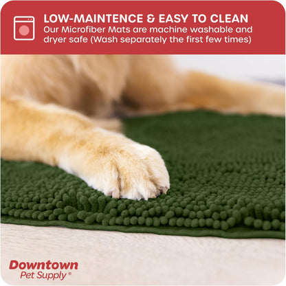 My Doggy Place Medium Chive Microfiber Dog Mat, 31" x 20", Rubber Backed, Absorbent, Quick Drying
