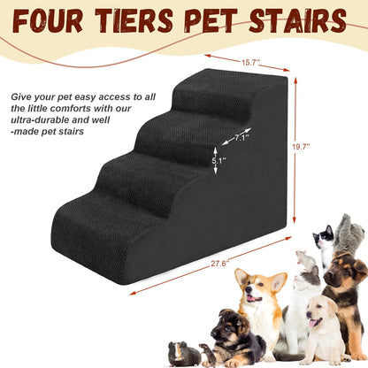 Dog Stairs for Small Dogs - High Density Foam Pet Steps, Extra Wide Dog Ramp with Non-Slip Bottom