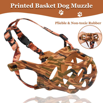 Dog Muzzle, Printed Basket Muzzle for Small Medium Large Dogs Dachshund, Beagle, German Shepherd