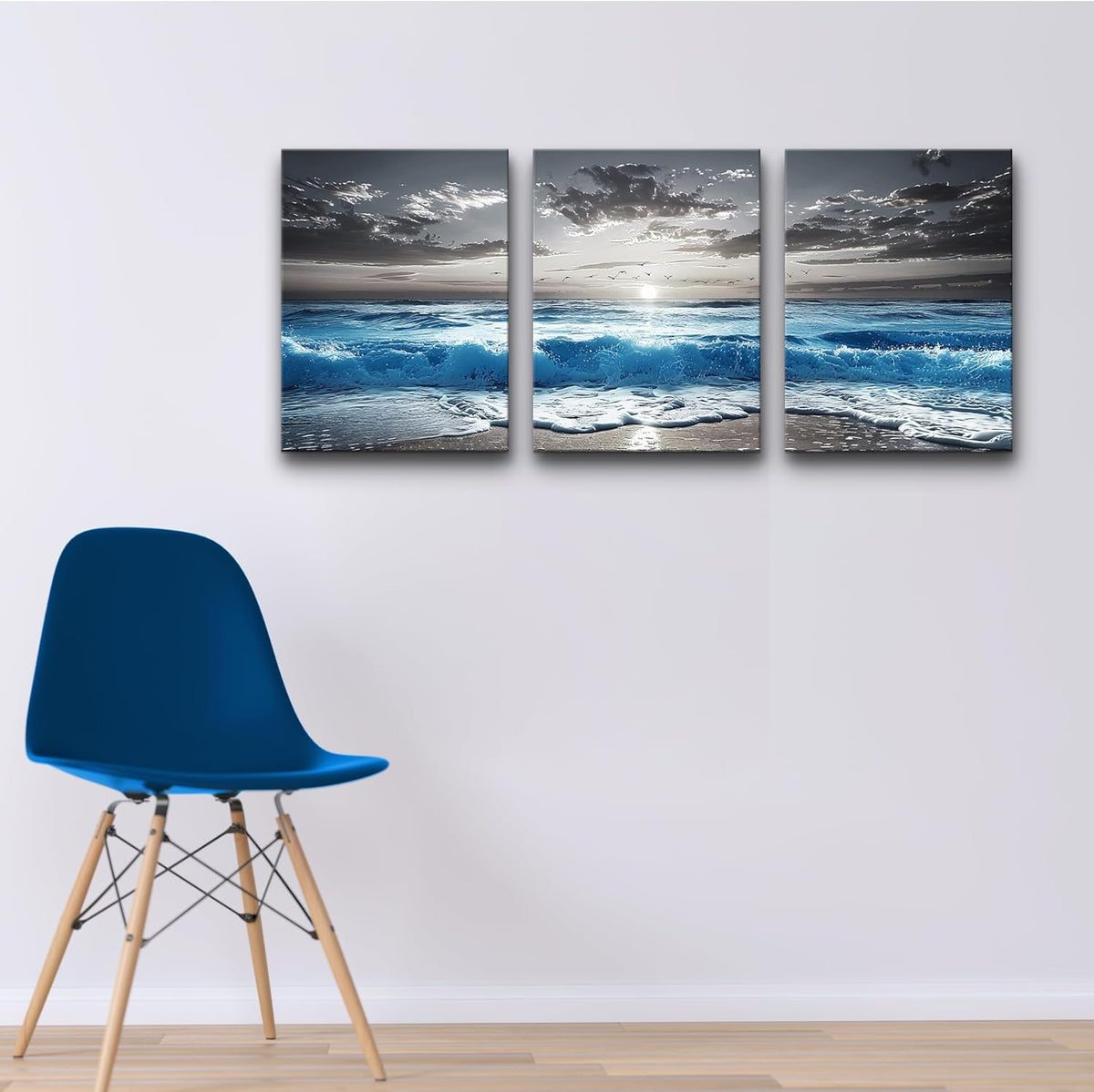 TTHYUEWS Black And White Beach Pictures Large Wall Decor For Living Room Canvas Wall Art For