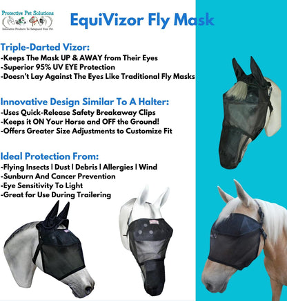EquiVizor 95% UV Eye Protection (Mini) Standard Horse Fly Mask - Help with Uveitis, Corneal Ulcer