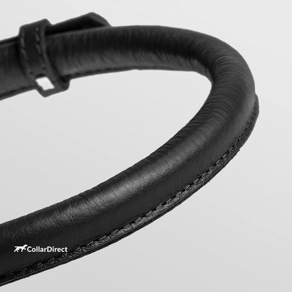 CollarDirect Rolled Leather Dog Collar, Soft Padded Round Puppy Collar, Handmade Genuine Leather
