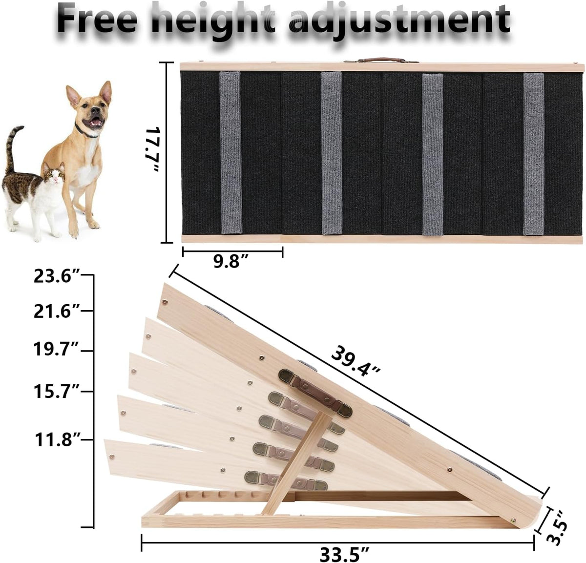 Upgrade 2-in-1 Pet Ramp Dog Stair,Folding Pet Stairs,Portable Dog Ramp for Small&Large Old Animals