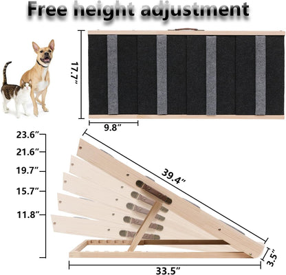 Upgrade 2-in-1 Pet Ramp Dog Stair,Folding Pet Stairs,Portable Dog Ramp for Small&Large Old Animals