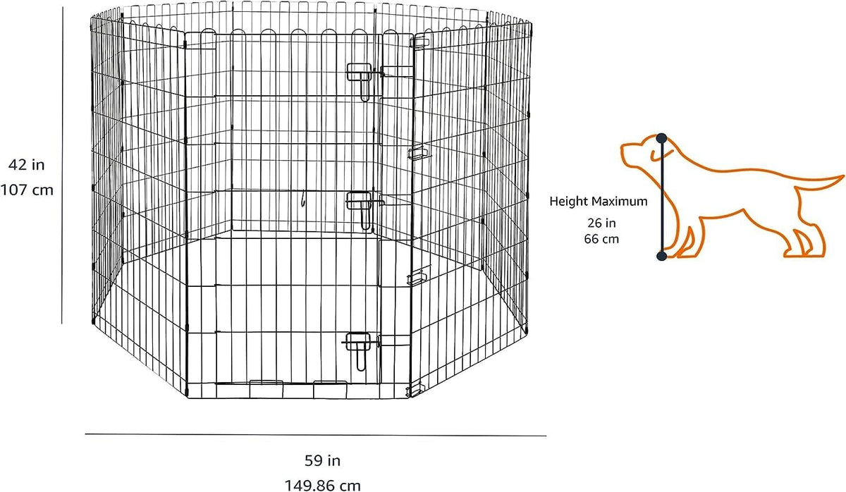 Amazon Basics Foldable Octagonal Metal Exercise Dog Playpen - Indoor/Outdoor, Single Door, Large (8