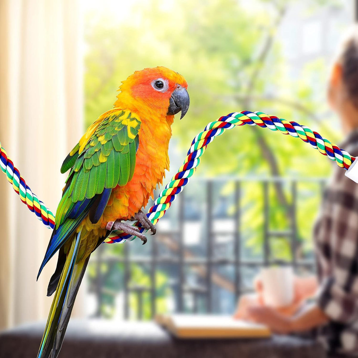 Weewooday 2 Pcs Bird Rope Perches Climbing Rope Bird Cage Accessories for Parrots, Parakeets