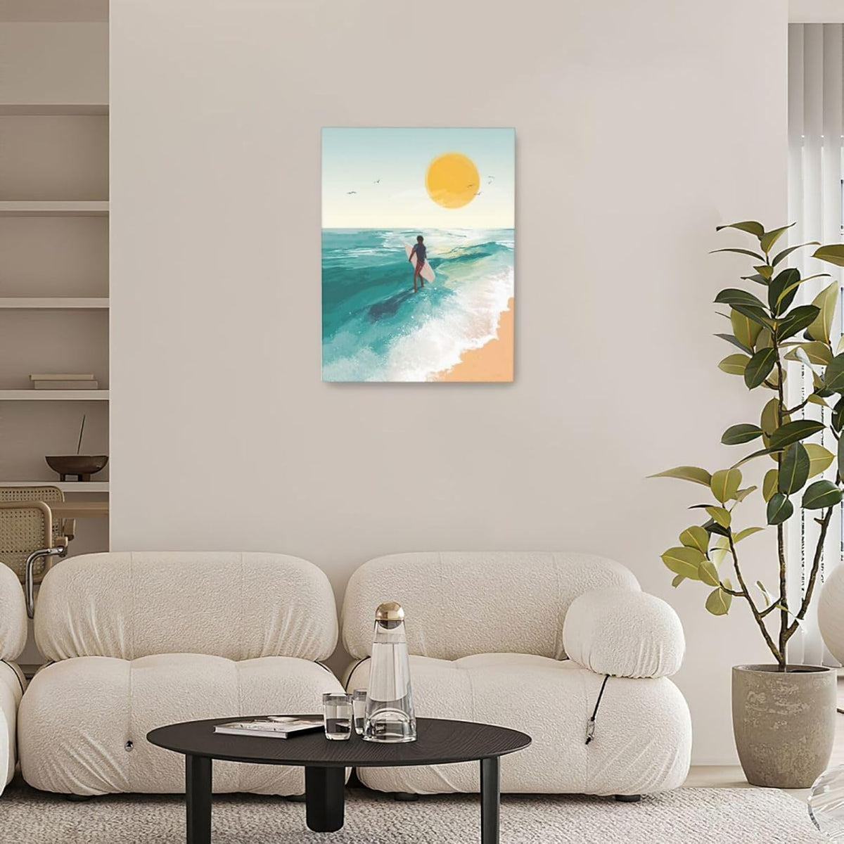 Beach Surfing Wall Art Ocean Coastal Wave Canvas Wall Decor Summer Nature Seascape Pictures