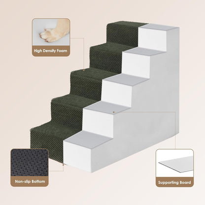 EHEYCIGA Dog Stairs for High Bed 22.5" H, 5-Step Dog Steps for Bed, Pet Steps for Small Dogs and