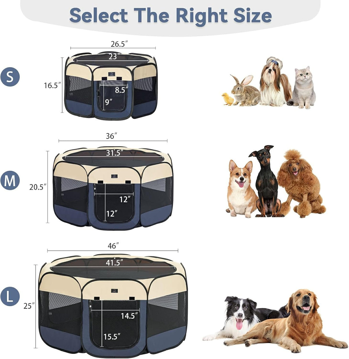 A4Pet Collapsible Playpen, 39.5” Portable Dog Playpen with Bowl, Suitable for Puppies, Kittens, and