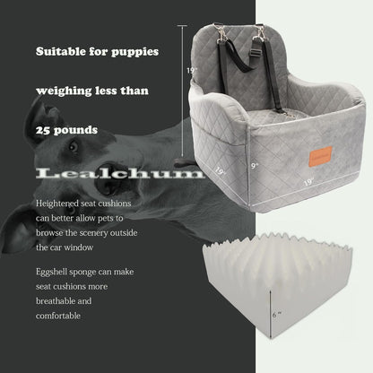 Dog Booster Car Seat for Small/Medium Dogs Up to 35lbs,Ultra Soft Fabric Covered,6in Elevated