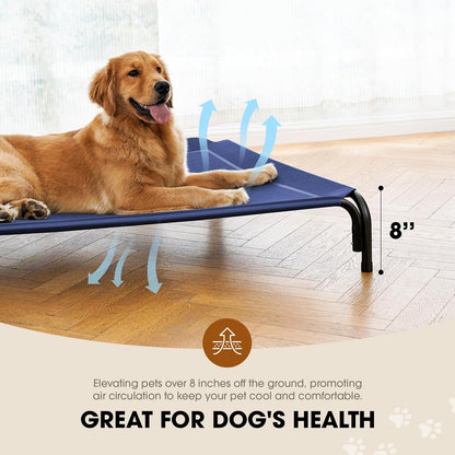 Elevated Dog Bed, Raised Outdoor Dog Bed for Large Sized Dogs, Portable Cooling Pet Cot with