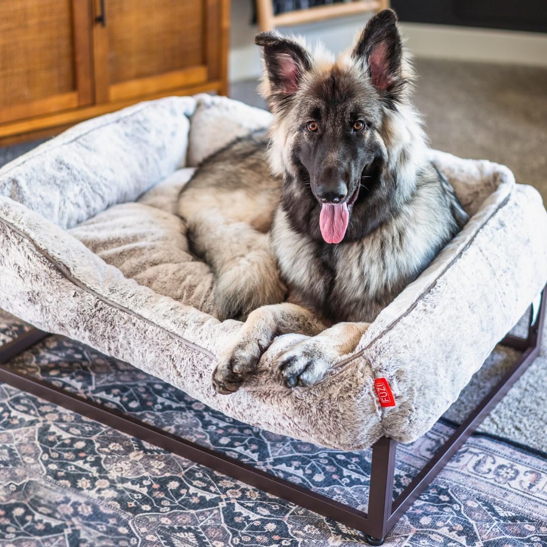 FUZI Luxury Aesthetic Dog Bed for Medium Dogs with Washable Cover, Pet Couch, Pet Bed with Sides