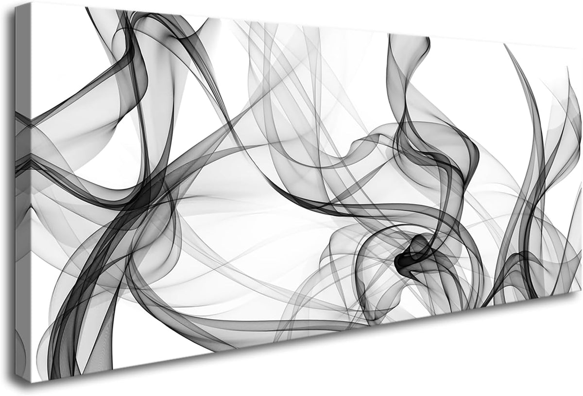 XXMWallArt FC3850 Abstract Wall Art Light Streak Black and White Abstract Line Canvas Wall Art for
